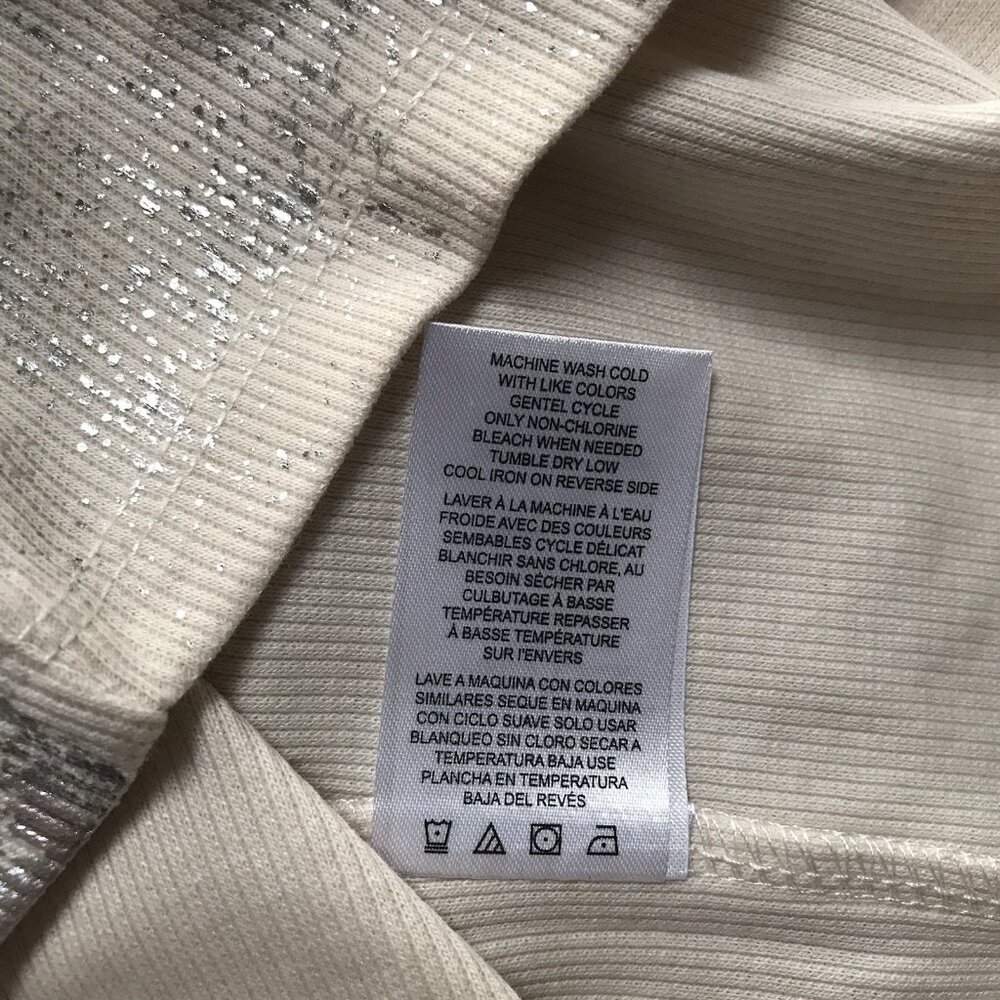 Y2K Almost Famous Top Large Cami Cream Metallic Silver Splatter Rave Going Out - Picture 12 of 14